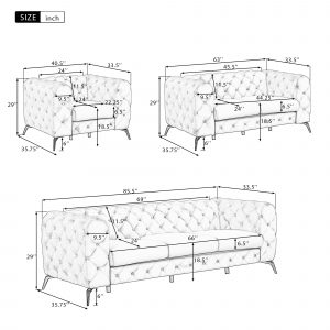 Modern 3-Piece Sofa Sets With Sturdy Metal Legs - SG000600AAA