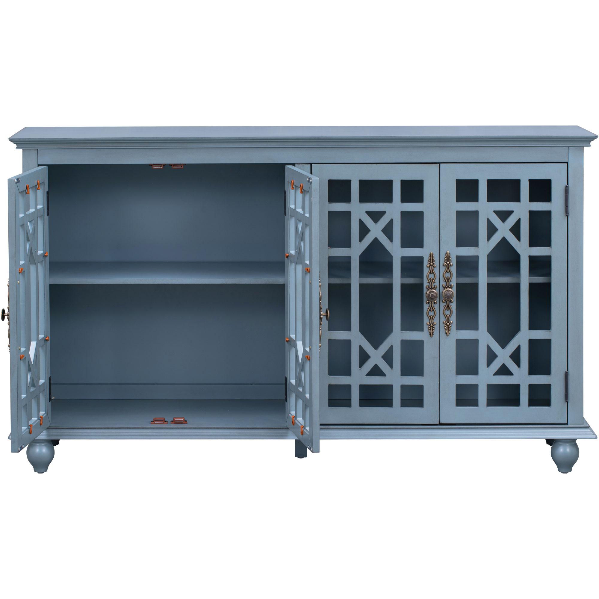 Wood Sideboard With Adjustable Height Shelves, Metal Handles, And 4 Doors - WF298770AAM