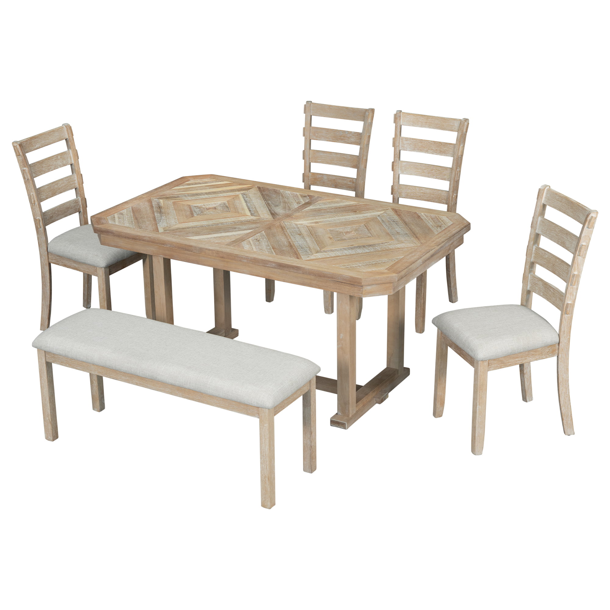 6-Piece Rubber Wood Dining Table Set - ST000049AAD
