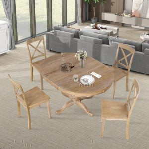 Modern Round Table And 4 Kitchen Room Chairs - SG000640AAL