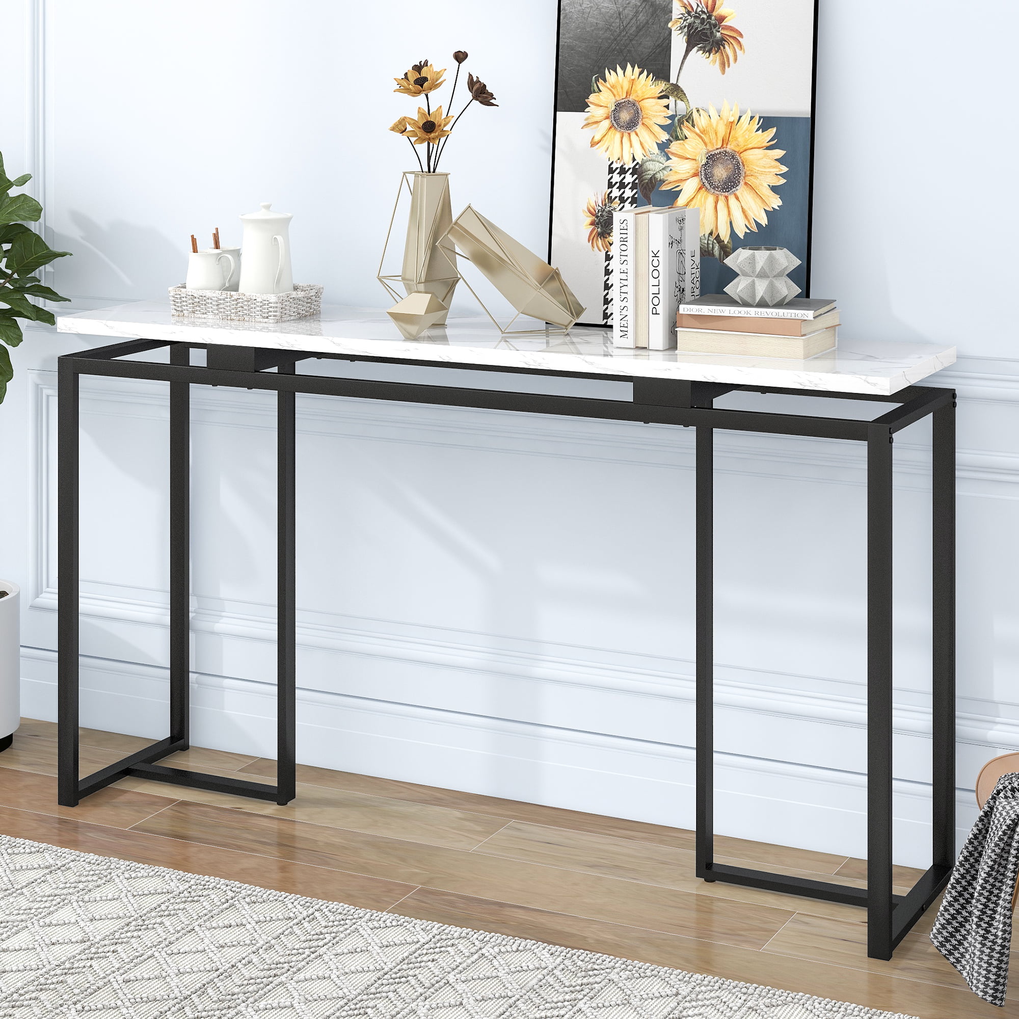 63" Modern Console Table With Metal Frame - WF299321AAB