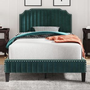 Modern Velvet Curved Upholstered Platform Bed - WF298929AAF