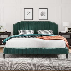 Modern Linen Curved Upholstered Platform Bed - WF298927AAF