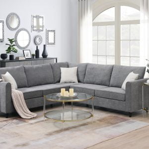 L Shape Modern Upholstered Sectional Sofa With 3 Pillows - GS009077AAE
