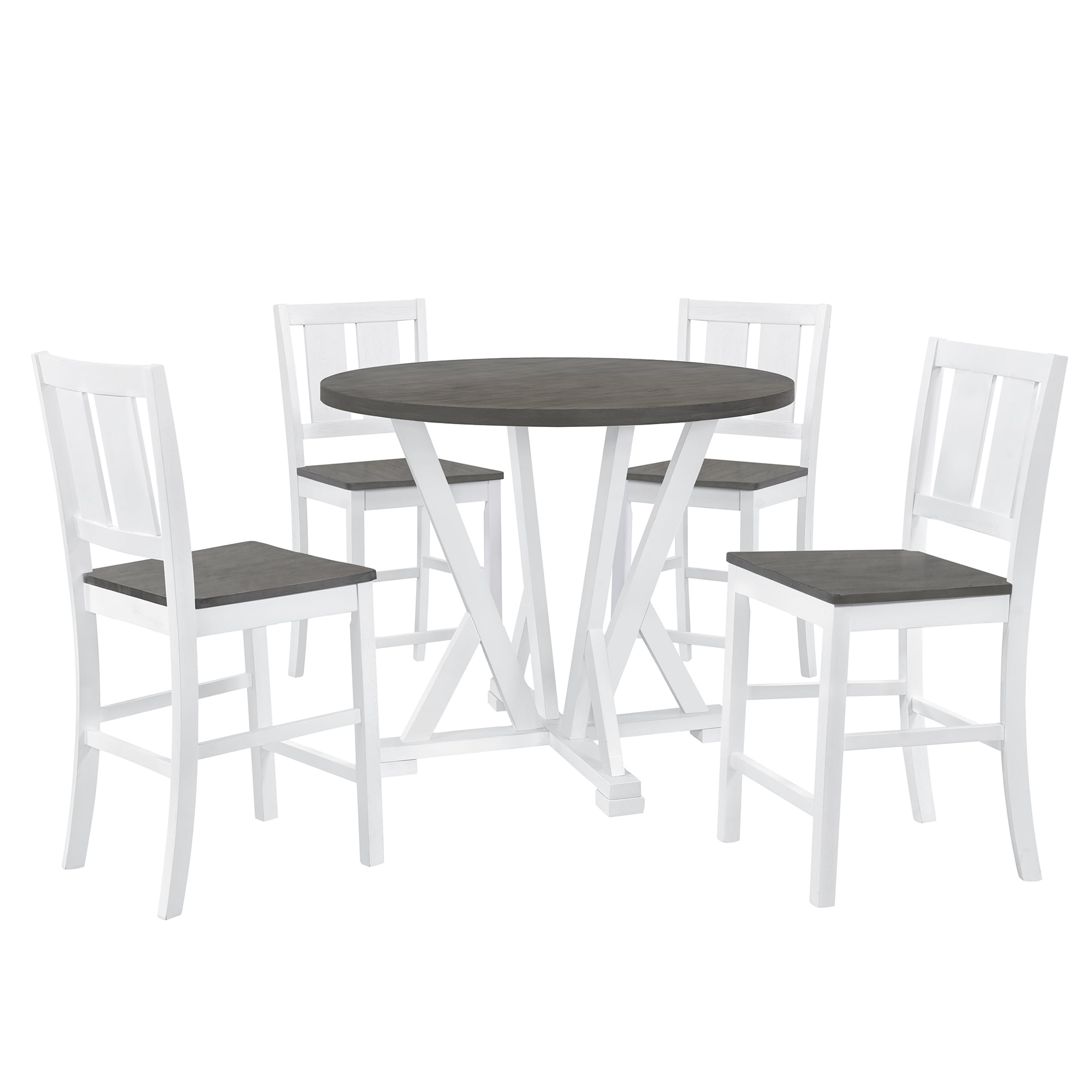 Rustic Farmhouse 5-Piece Counter Height Dining Table Set - SH000263AAE