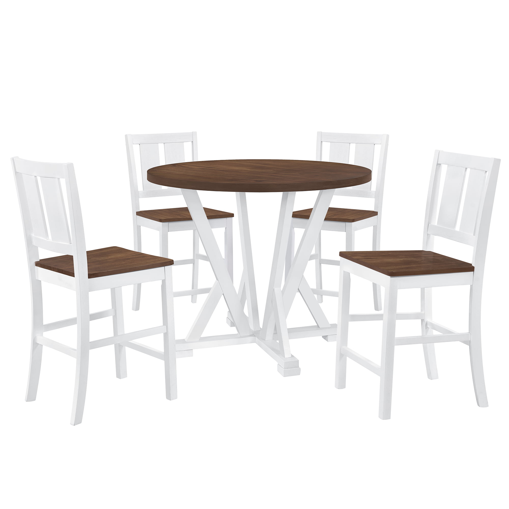 Rustic Farmhouse 5-Piece Counter Height Dining Table Set - SH000263AAD