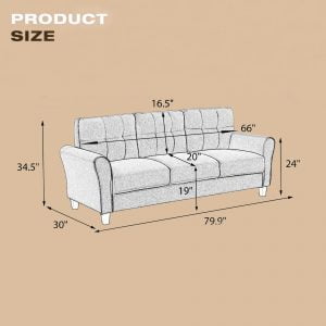 79.9" Modern Living Room Sofa, 3-Seat - WF300332AAR