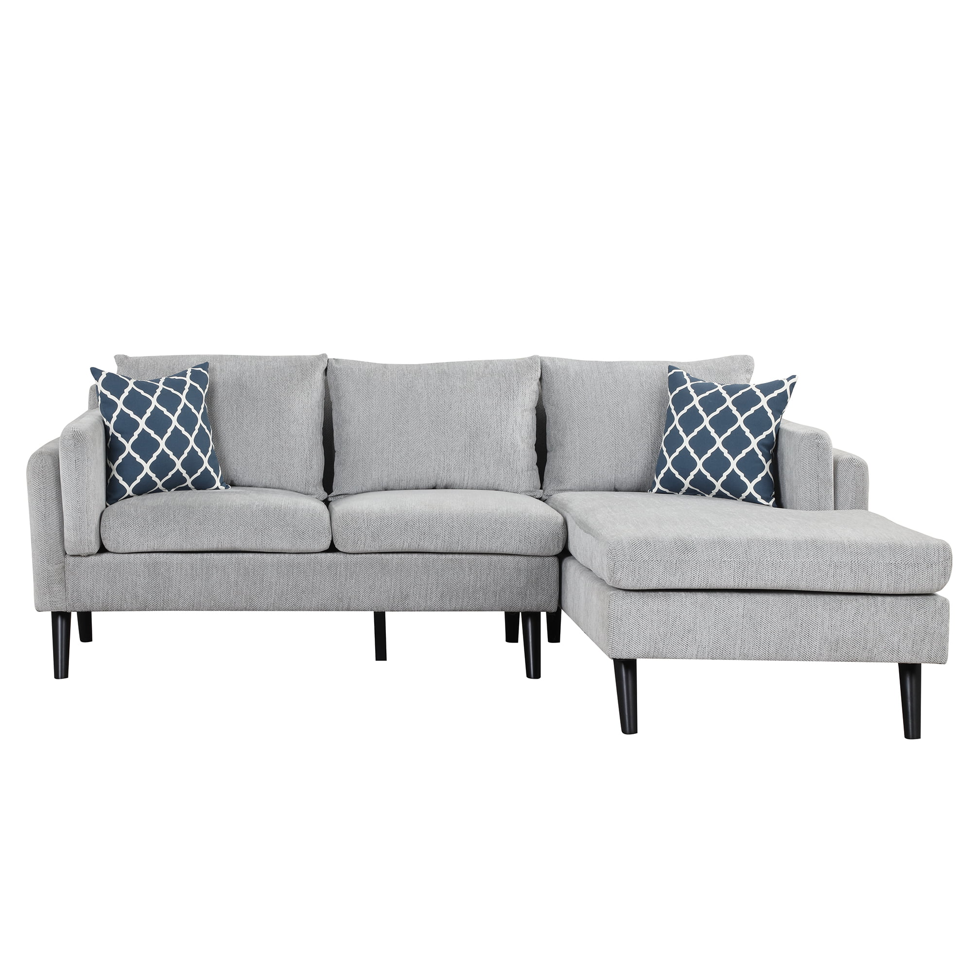 Upholstered L-Shape Sofa Couch with Chaise and 2 Pillows - SG000680AAE
