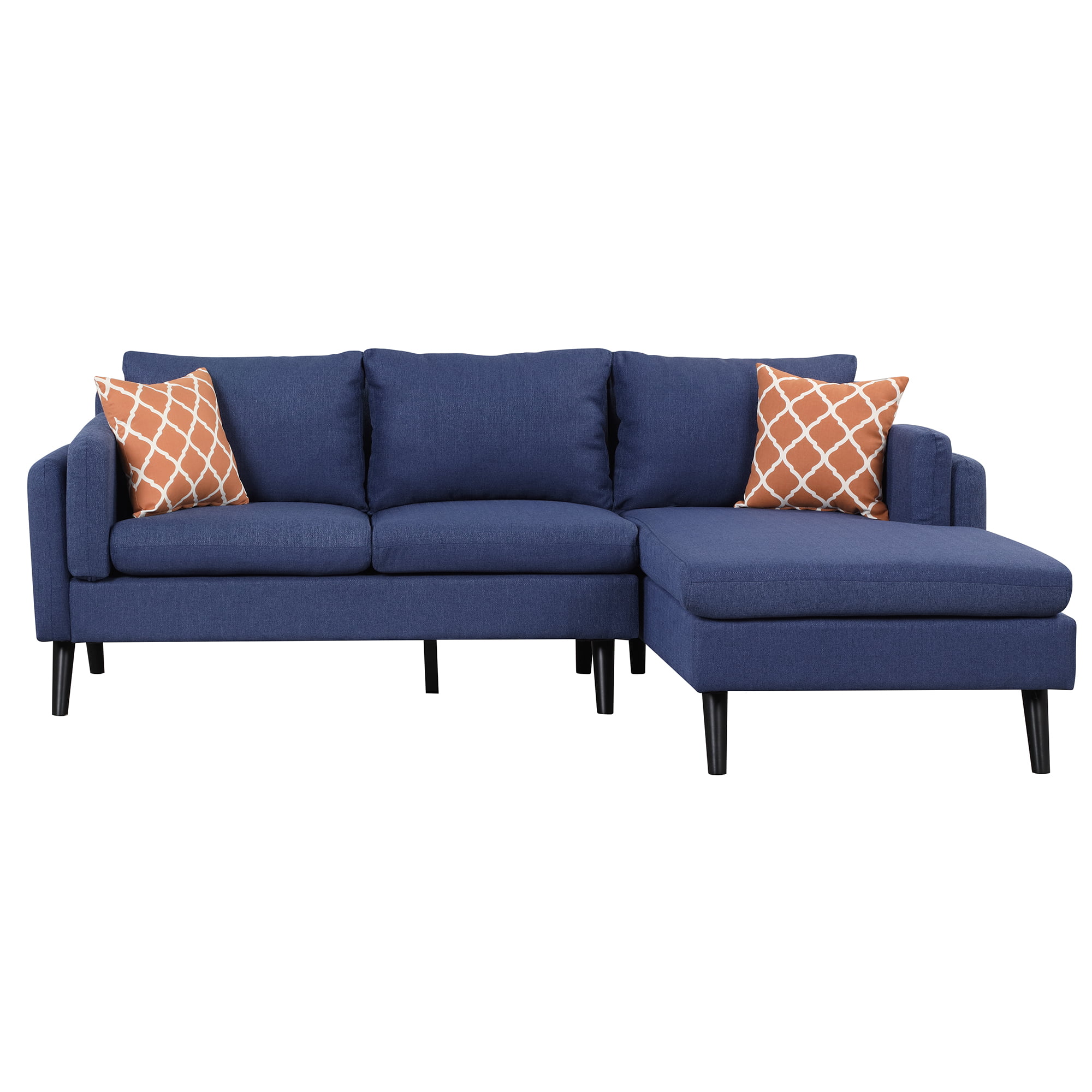 Upholstered L-Shape Sofa Couch with Chaise and 2 Pillows - SG000680AAC