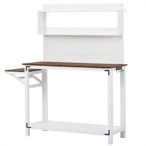 65" Garden Workstation With Shelves, Side Hook And Foldable Side Table - WF297928AAK
