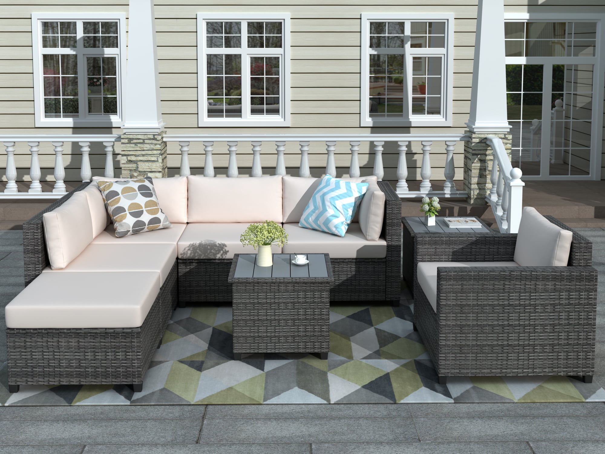8 Piece Rattan Sectional Seating Group - WY000306AAA