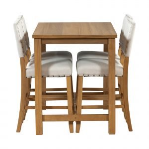 5 Piece Rustic Wooden Counter Height Dining Table Set - SH000158AAD