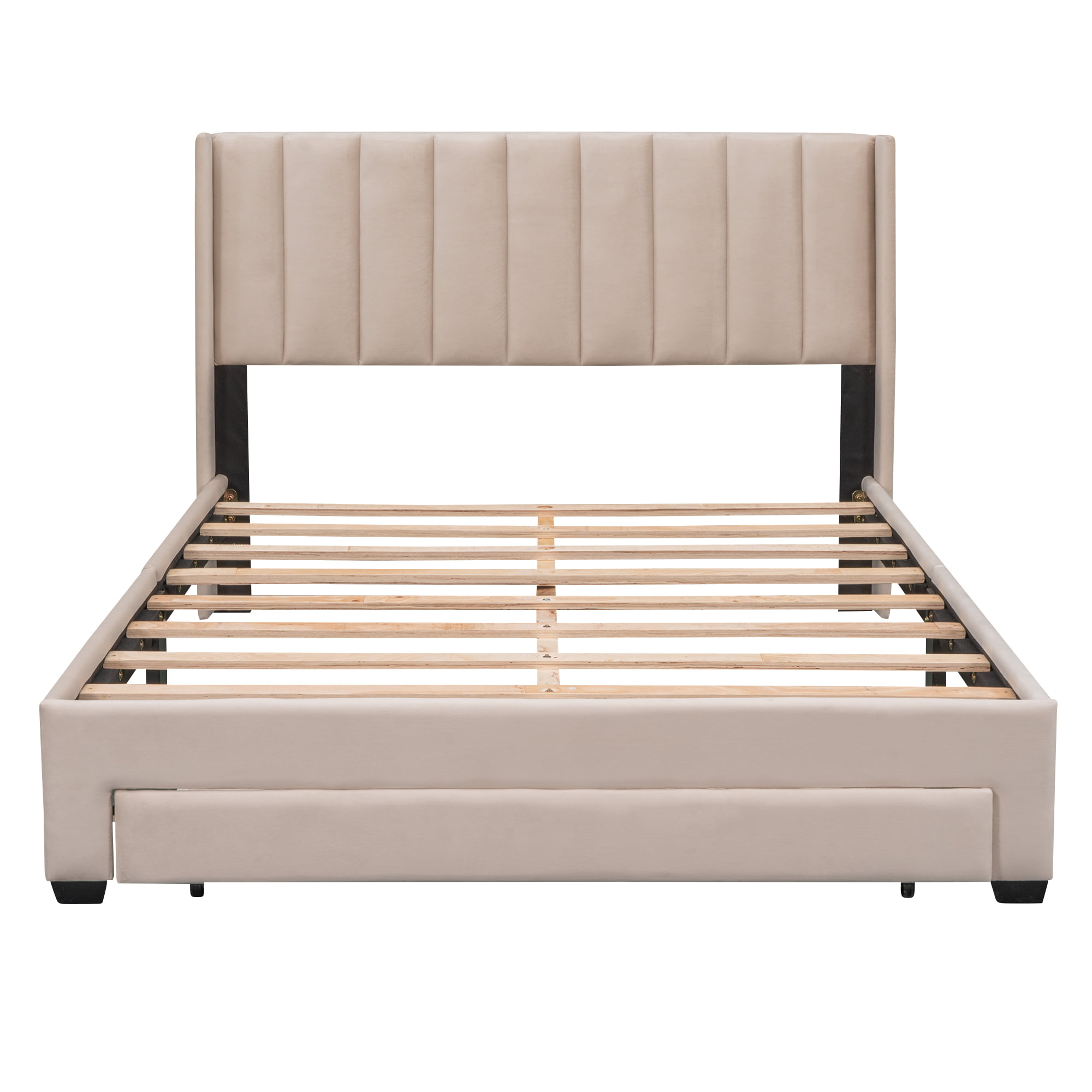 Queen Size Velvet Upholstered Platform Bed - WF296854AAA