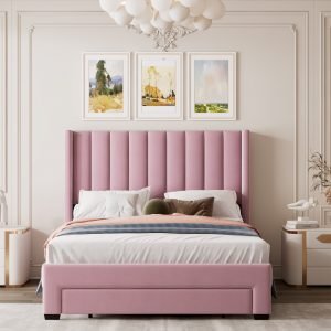 Full Size Velvet Upholstered Platform Bed - WF296850AAH