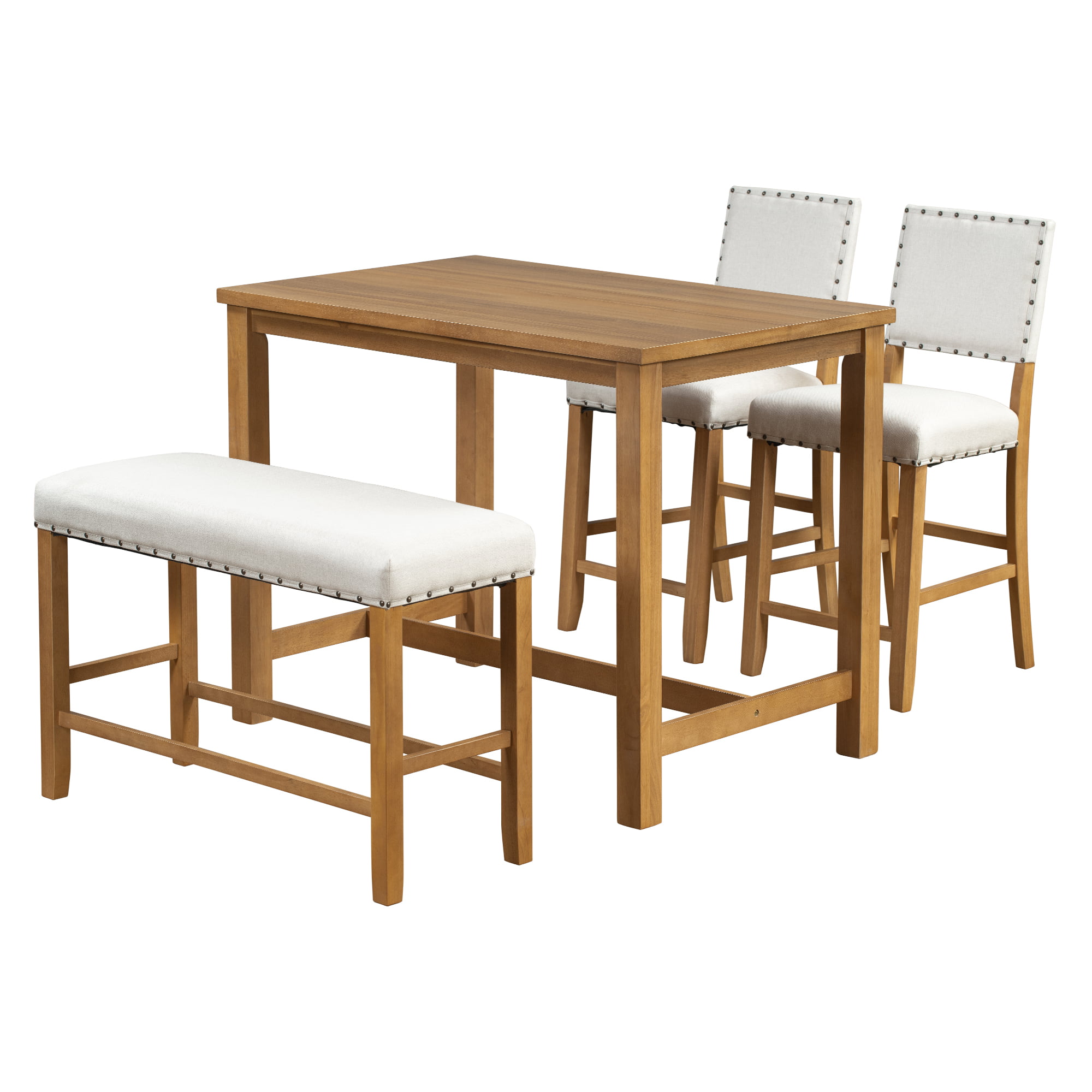 4 Piece Rustic Wooden Counter Height Dining Table Set - SH000157AAD