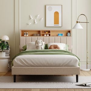 Full Size Upholstered Platform Bed with USB Port - WF299337AAA