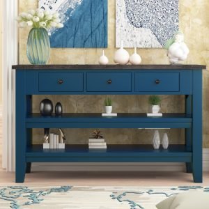 48'' Modern Console Table With 3 Drawers And 2 Shelves - WF299519AAV