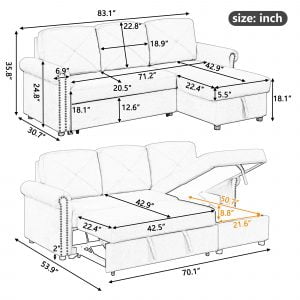 83" Modern Sleeper Sofa Bed - SG000700AAA