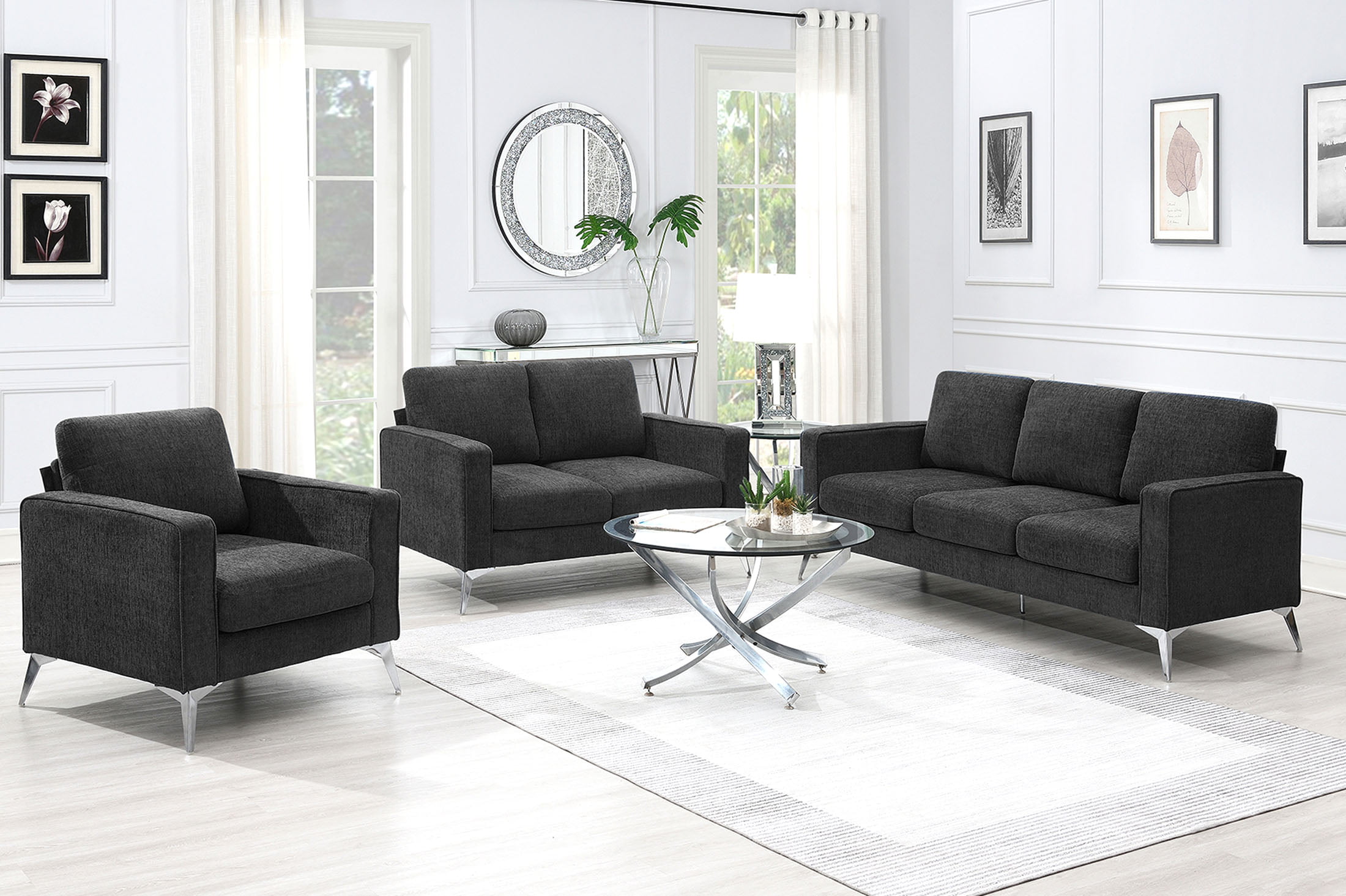 Linen Upholstered 3-Piece Sofa Sets - GS000334AAR