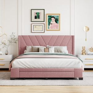Queen Size Linen Upholstered Storage Bed - LP000713AAH