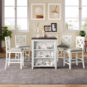5 Pieces Counter Height Rustic Farmhouse Dining Room Set - SP000135AAA