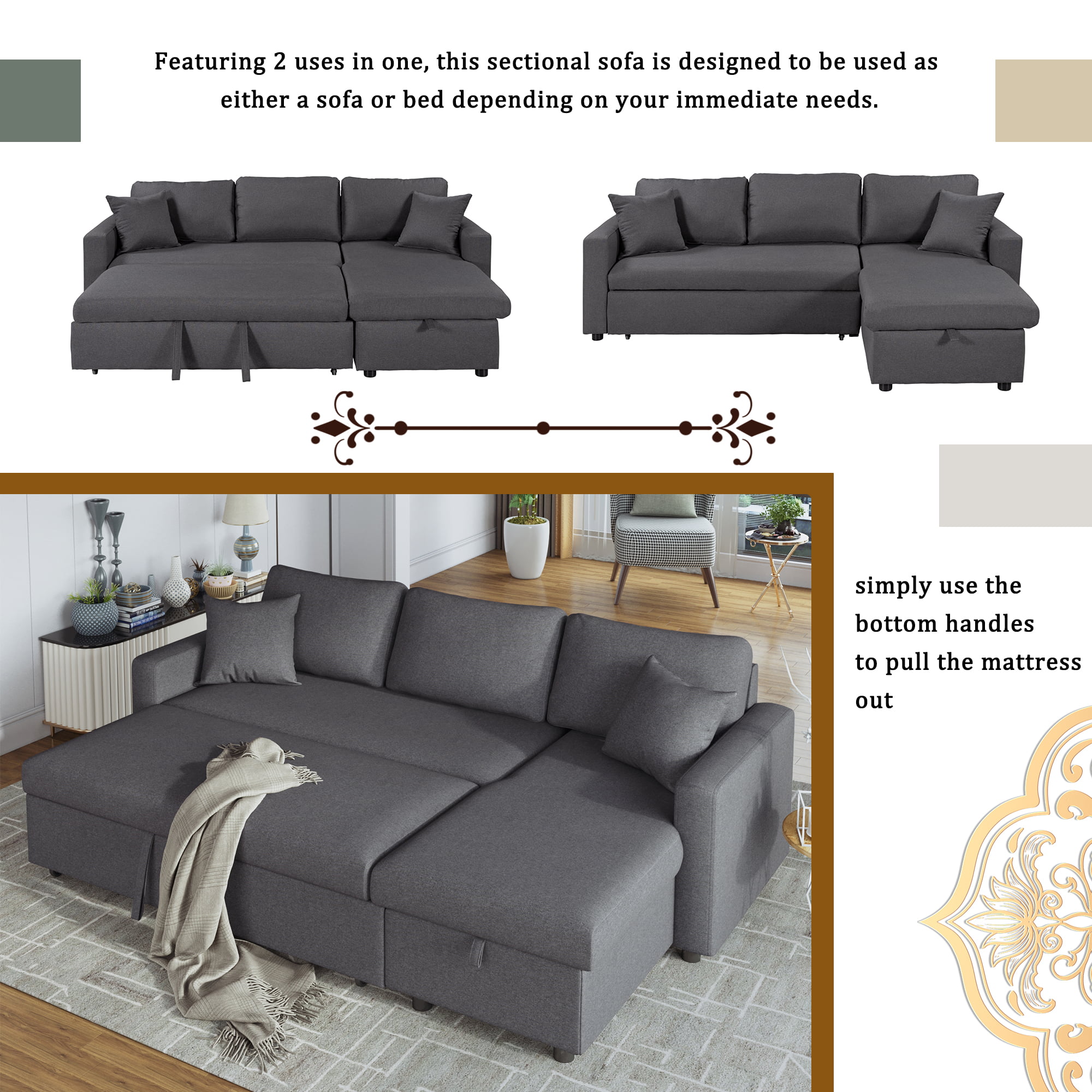 Upholstery Sleeper Sectional Sofa - WY000321AAE