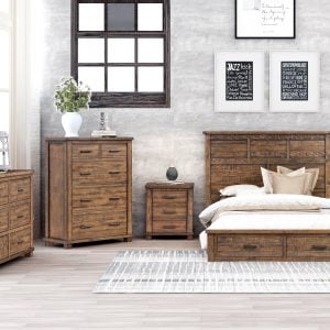 Rustic Reclaimed Pine Wood 6 Pieces Storage Queen Bedroom Sets - BS630405AAD