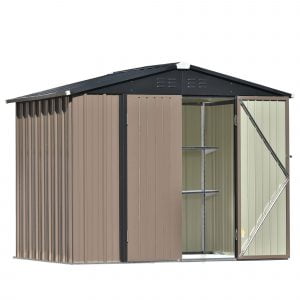 Patio 8ft X 6ft Metal Storage Shed With Adjustable Shelf And Lockable Doors - SH000296AAD