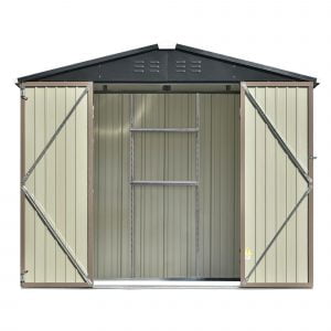 Patio 8ft X 6ft Metal Storage Shed With Adjustable Shelf And Lockable Doors - SH000296AAD