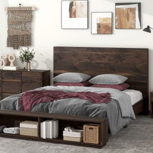 3 Pieces Walnut Bedroom Sets, King Platform Bed - BS320068AAA