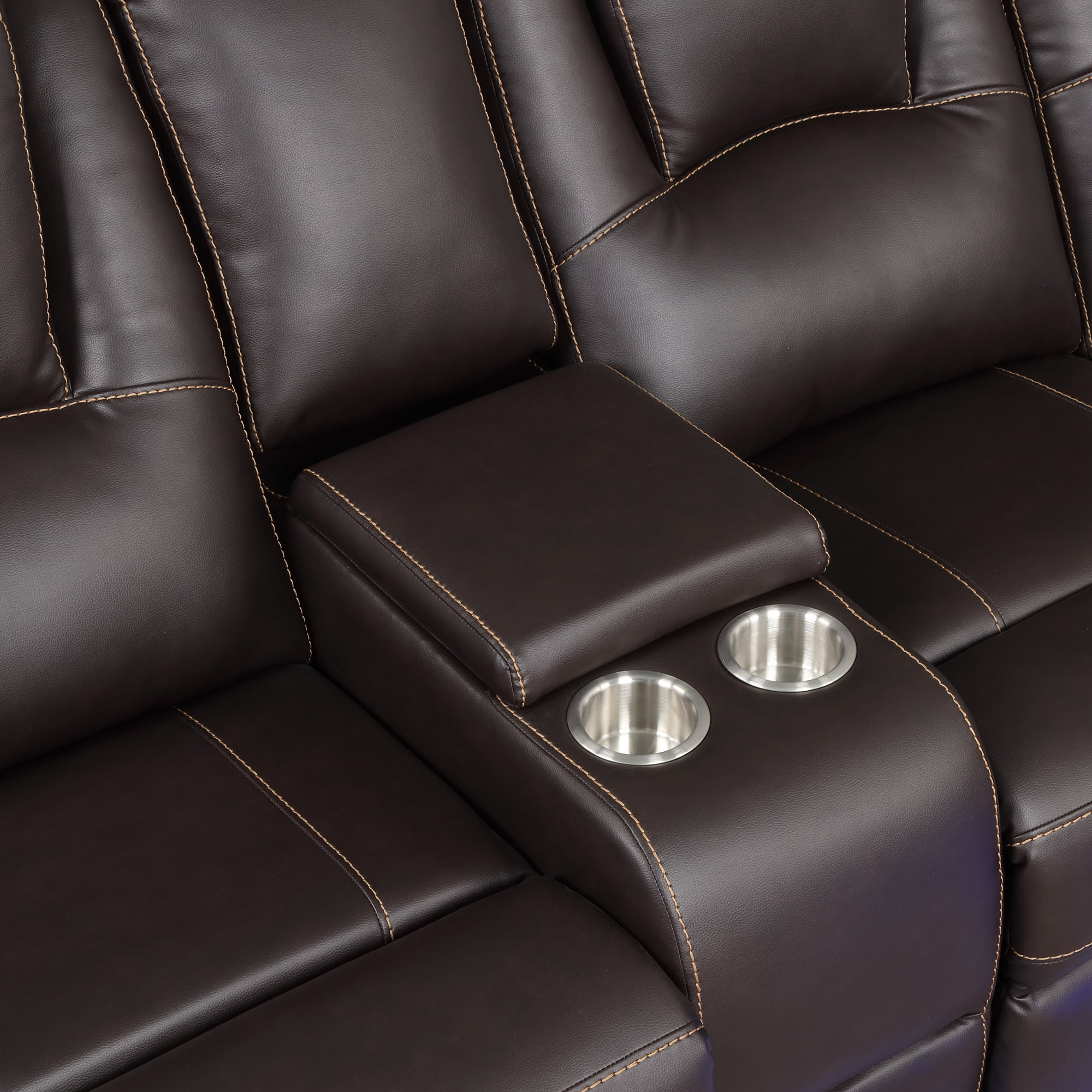 Modern Faux Leather Manual Reclining With Center Console - SG000730AAD