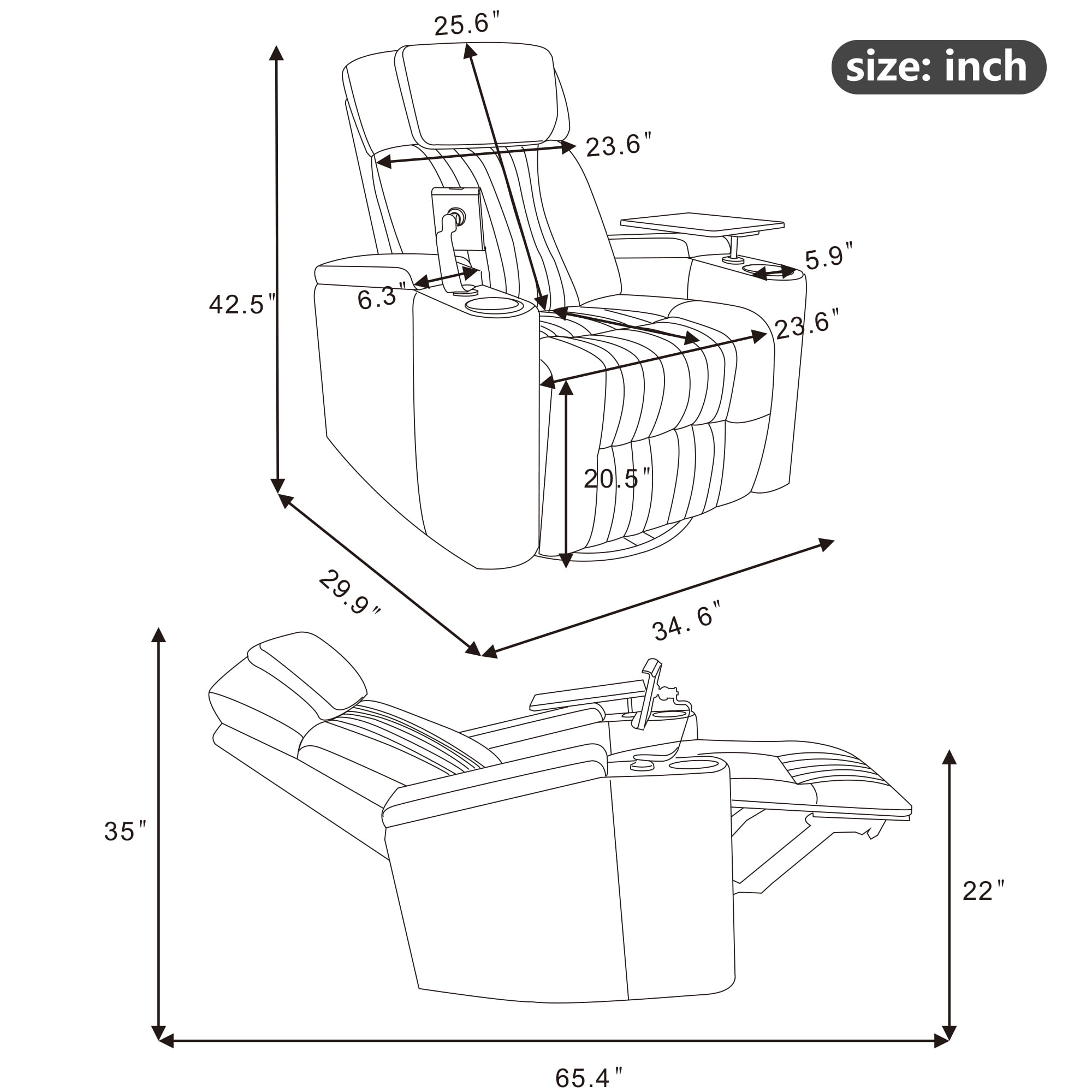Home Theater Seating With Hidden Arm Storage - SG000750AAE