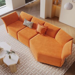 Stylish Sofa Set with Polyester Upholstery, Adjustable Back - WY000303AAO