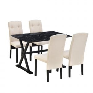 Solid Wood 5-Piece Rectangular Dining Table Set - SP000012AAB