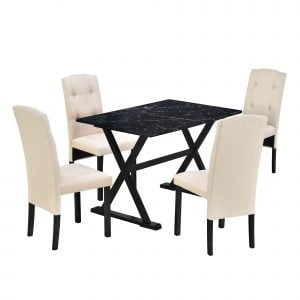 Solid Wood 5-Piece Rectangular Dining Table Set - SP000012AAB