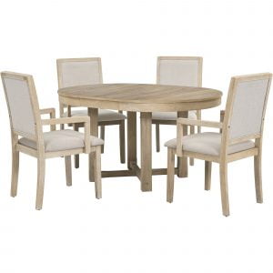 Natural Wood Wash 5-Piece Dining Table Set - ST000086AAN