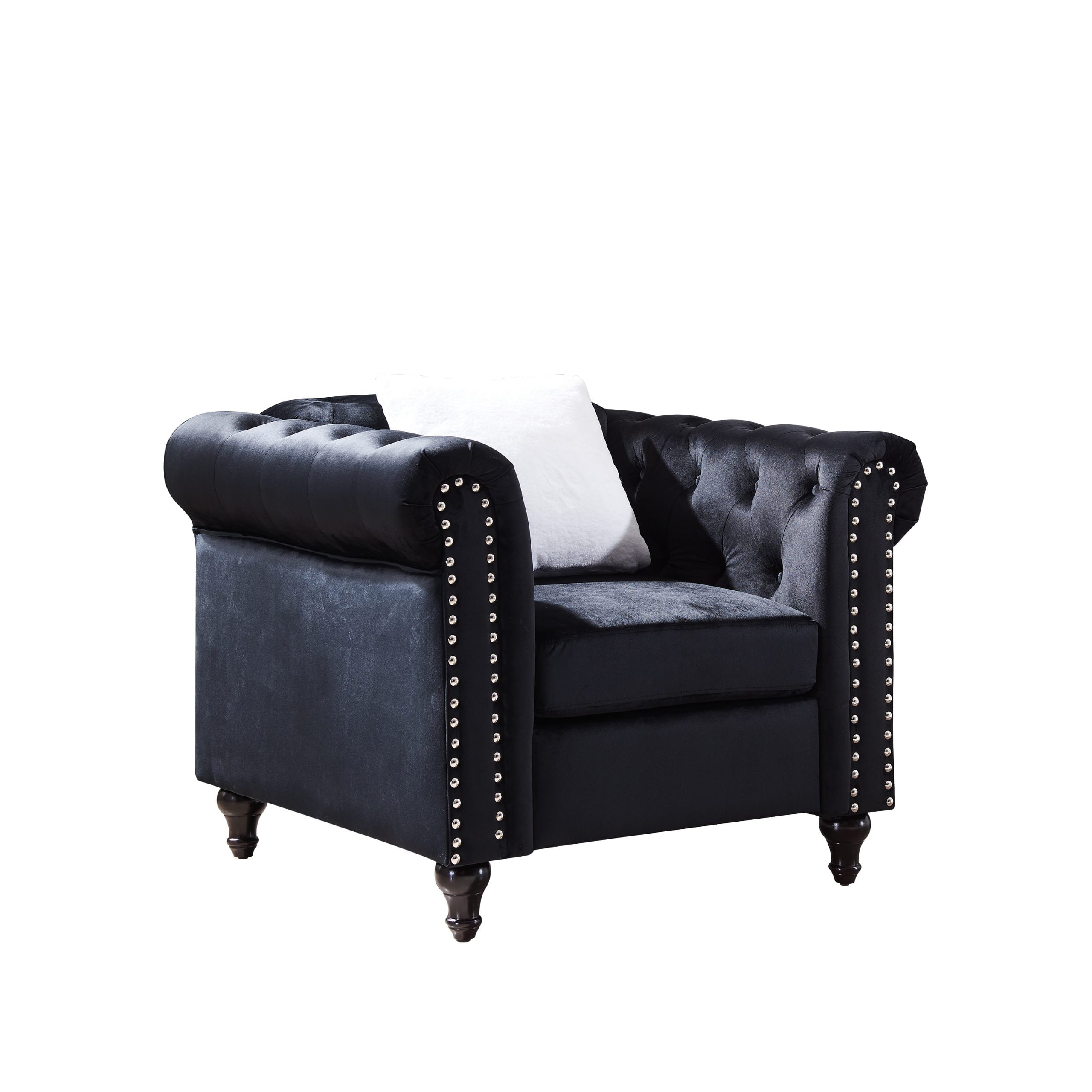 Velvet Sofa Chair With Button And Copper Nail - W48734092