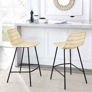 Set of 2, Natural Rattan Indoor Counter Chair - W48735491