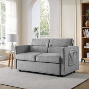Adjsutable Back Loveseats Sofa Bed With Pull-out Bed And Two Arm Pocket W48766862