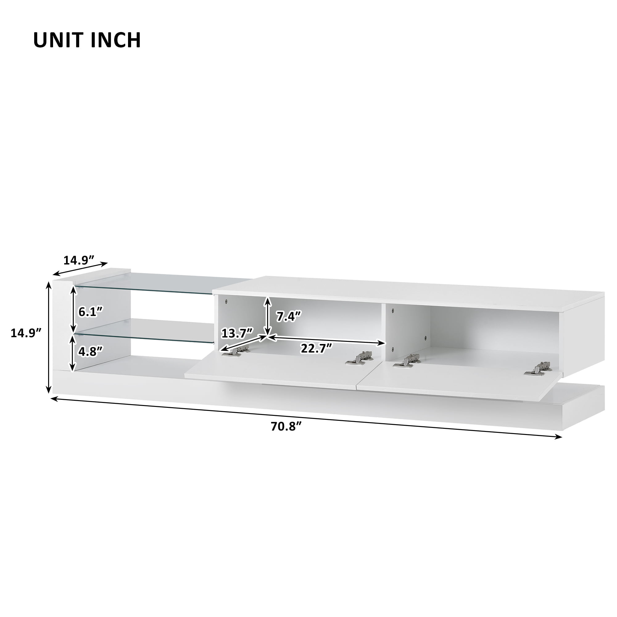 TV Stand with Two Media Storage Cabinets For 75 Inch TV - WF293969AAK