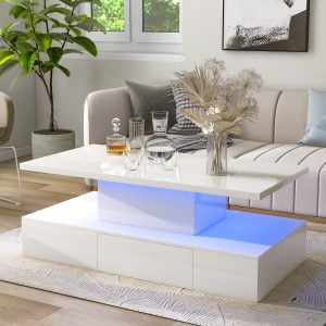 Modern Glossy Coffee Table With Drawer - WF297894AAK