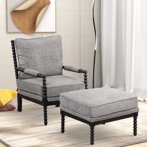 Velvet Spindle Chair with Ottoman - SG000780ABE