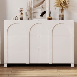 White Modern Style Rubber Wood Structure Six-Drawer Chest - WF303670AAK