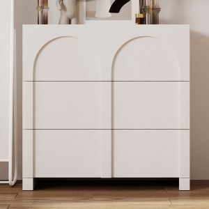 White Modern Style Rubber Wood Structure Three-Drawer Chest - WF303669AAK