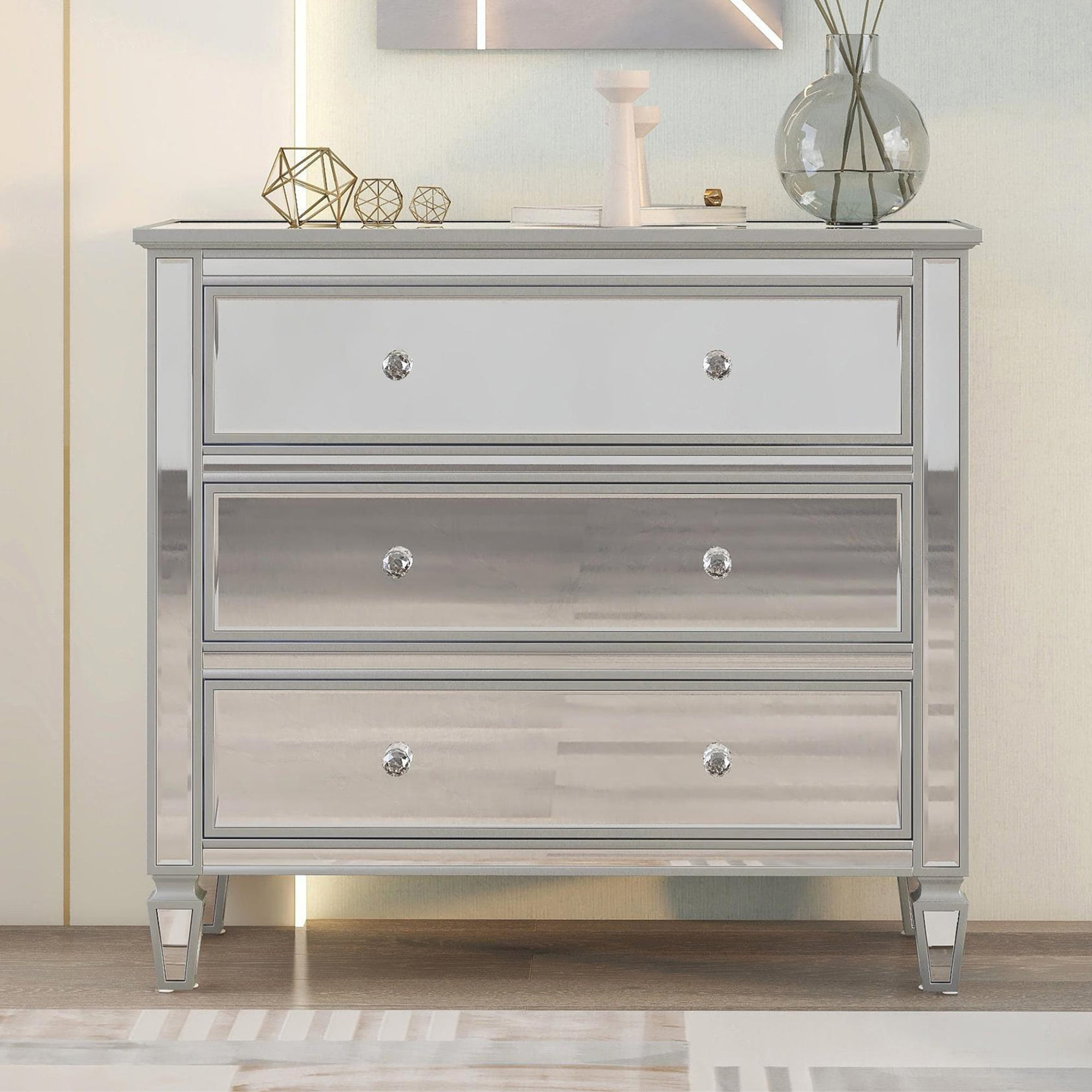 Modern Mirrored Chest With 3 Drawers - WF302311AAN