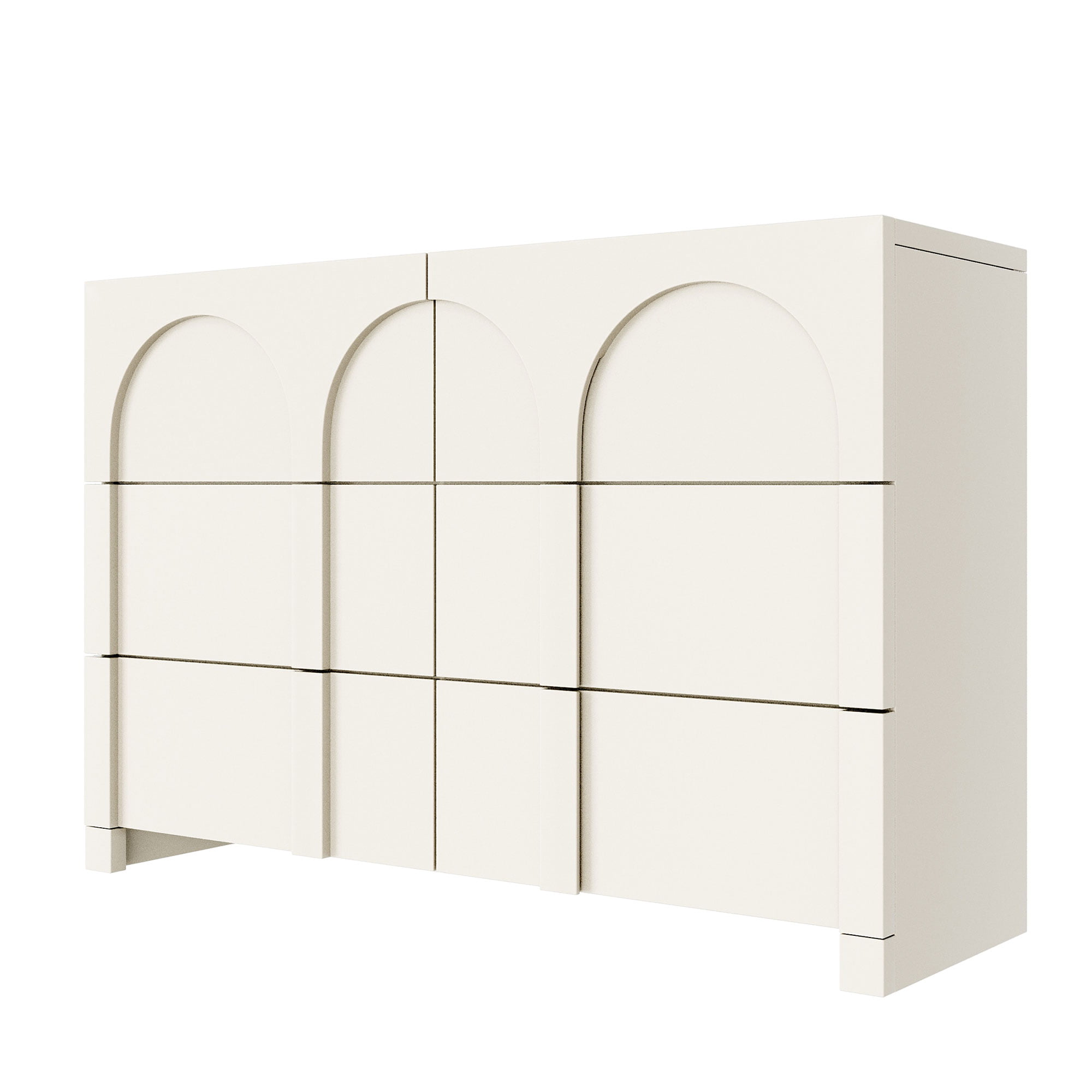 White Modern Style Rubber Wood Structure Six-Drawer Chest - WF303670AAK