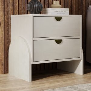 Retro Style Rubber Wood Structure Two-drawer Nightstand - WF303667AAK