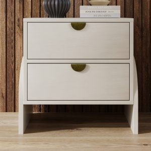 Retro Style Rubber Wood Structure Two-drawer Nightstand - WF303667AAK