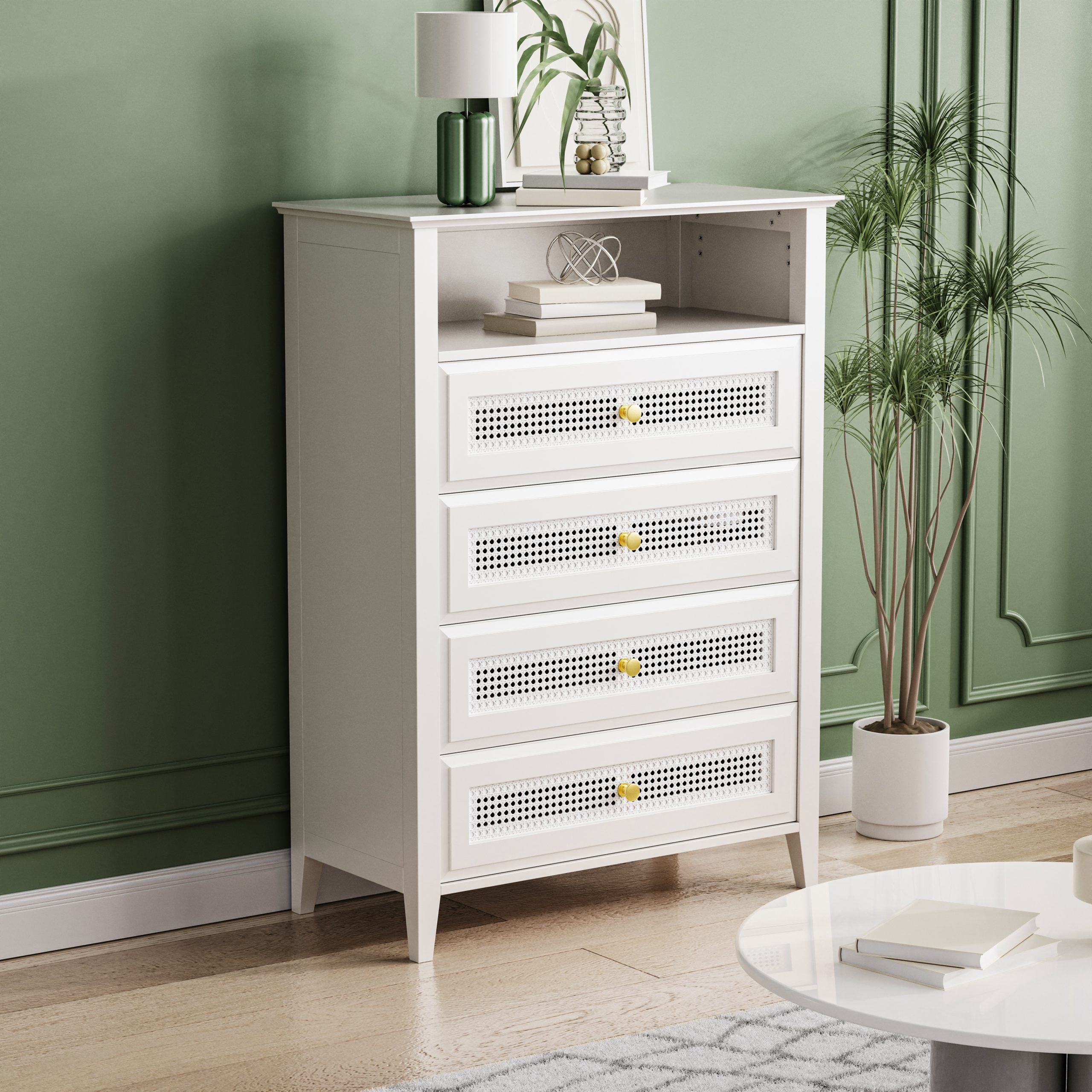 Retro Style Chest Of Drawers With Rattan Panels - WF303857AAK