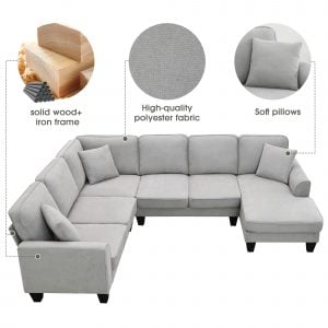 7 Seat Fabric Sectional Sofa Set - GS000072AAE